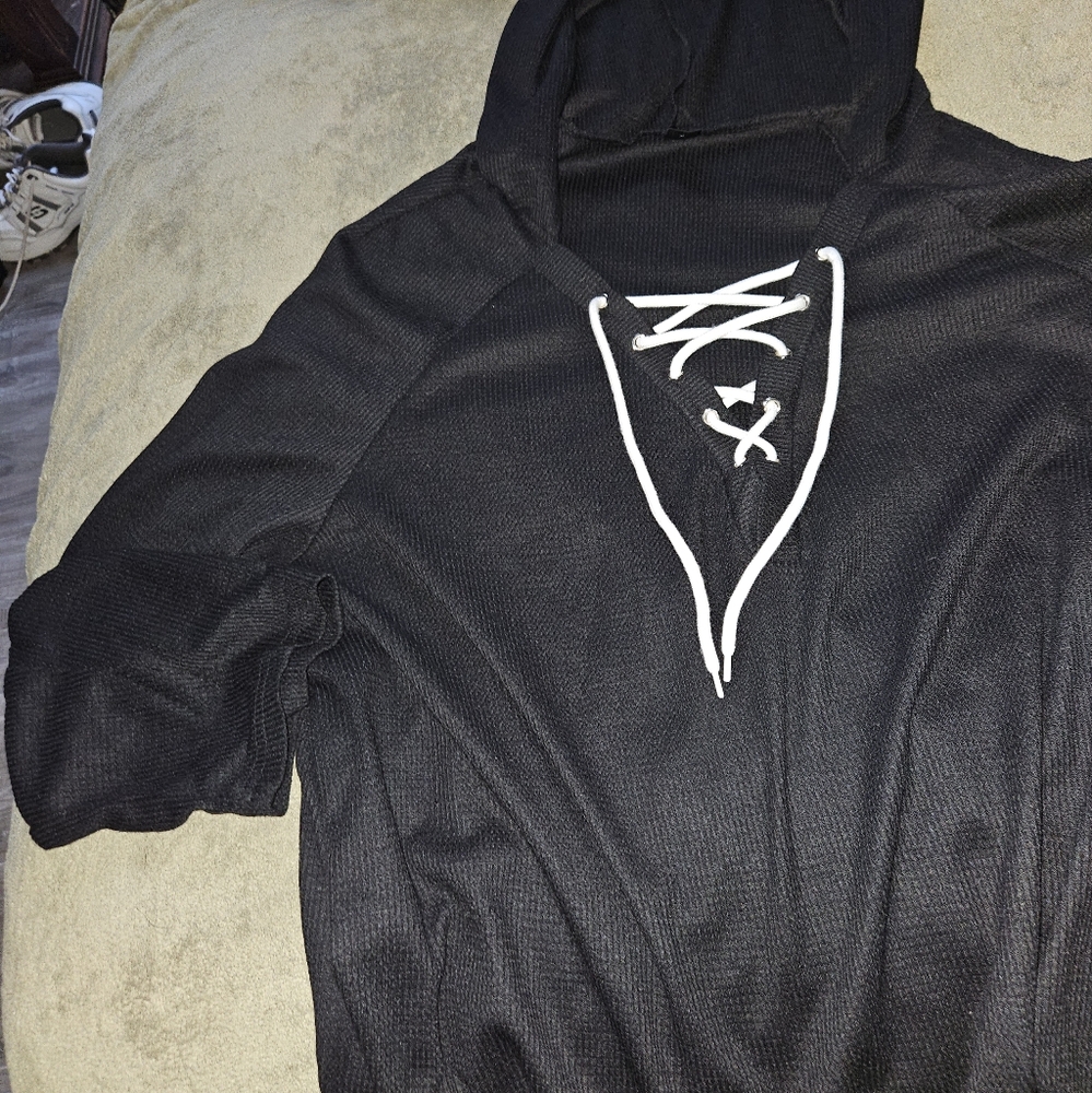 Black Hooded Woman's Shirt
